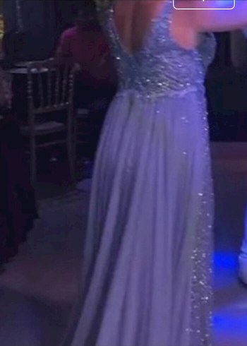 Mor Drapeli Uzun Abiye Elbise - Görsel 3