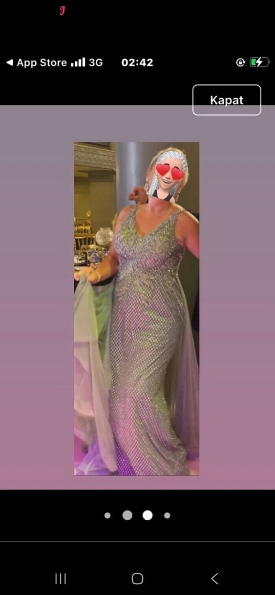 Mor Drapeli Uzun Abiye Elbise - Görsel 5