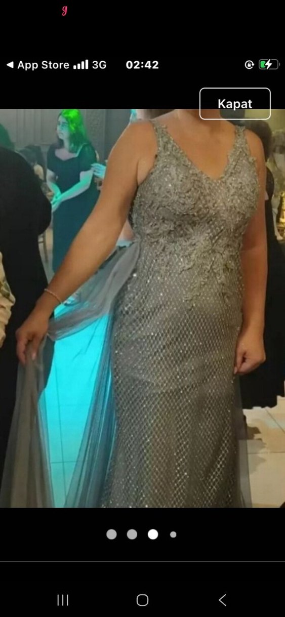 Mor Drapeli Uzun Abiye Elbise - Görsel 2