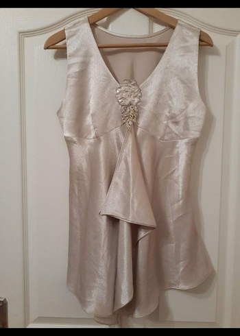 Nakışlı, uzun, bej kadın abiye - Görsel 3