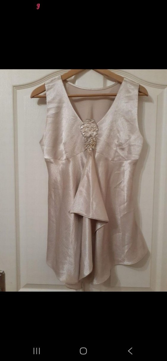 Nakışlı, uzun, bej kadın abiye - Görsel 3