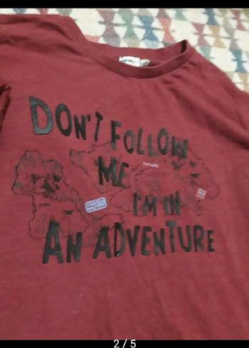 Bordo Baskılı Erkek Çocuk Uzun Kollu Tişört - Görsel 2