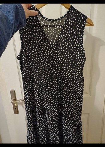 Siyah V Yaka Uzun Salaş Elbise - Görsel 3