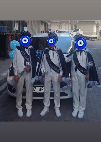 Etnik Desenli Beyaz Çocuk Takımı sünnet takım - Görsel 2