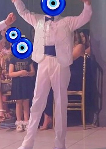 Etnik Desenli Beyaz Çocuk Takımı sünnet takım - Görsel 3