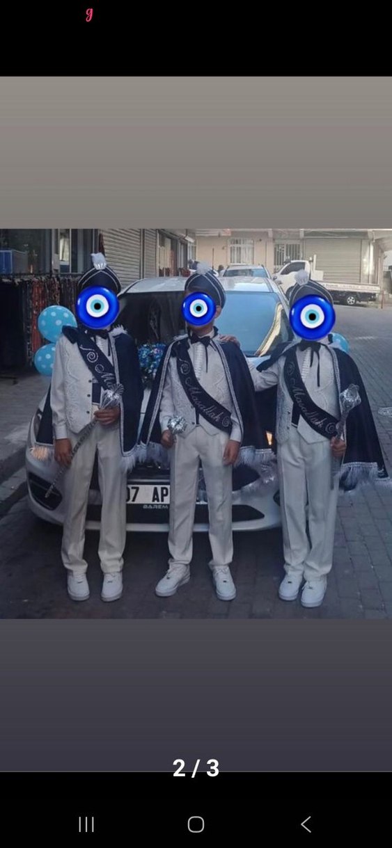 Etnik Desenli Beyaz Çocuk Takımı sünnet takım - Görsel 2