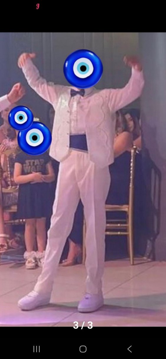 Etnik Desenli Beyaz Çocuk Takımı sünnet takım - Görsel 3