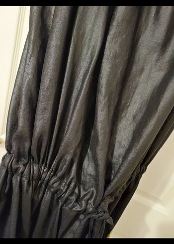 Uzun Siyah Desenli Bohem Elbise - Görsel 3