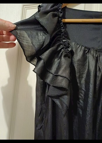 Uzun Siyah Desenli Bohem Elbise - Görsel 2