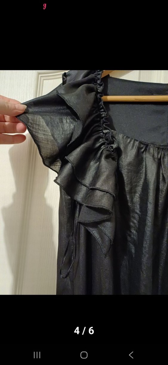 Uzun Siyah Desenli Bohem Elbise - Görsel 2