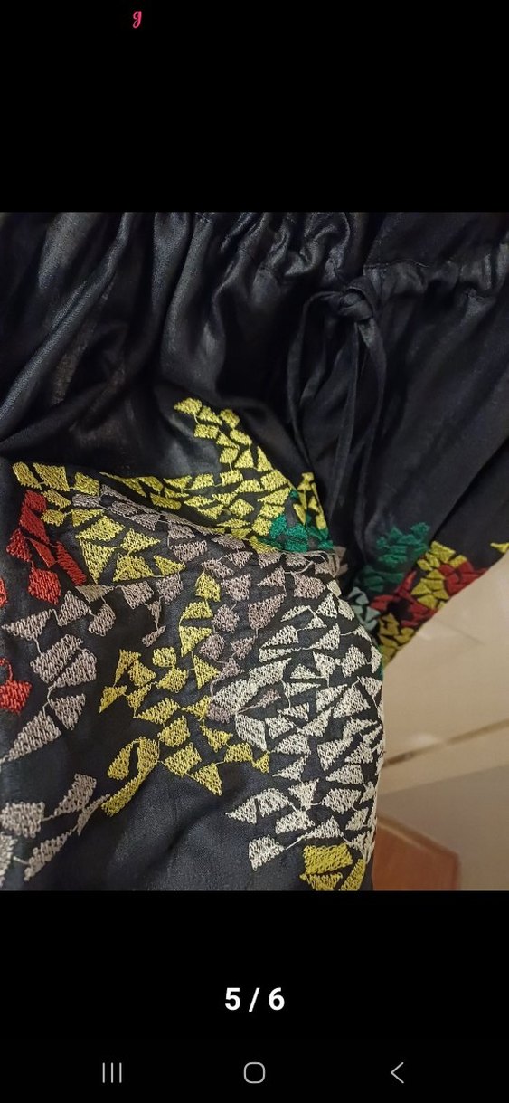 Uzun Siyah Desenli Bohem Elbise - Görsel 5