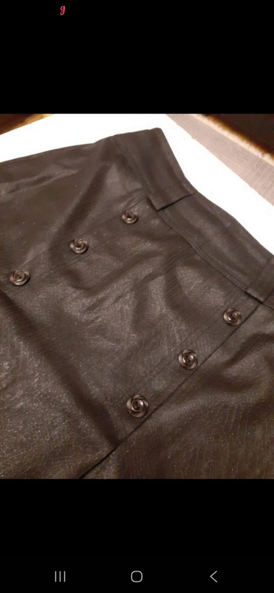 Düğmeli Siyah Deri Uzun Etek - Görsel 4