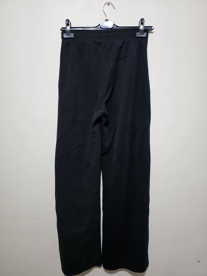 Siyah Kadın Düğmeli Normal Kesim Kumaş Pantolon A23 - Görsel 5