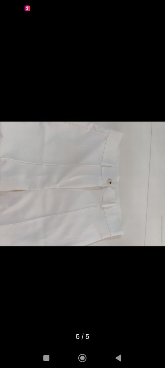 Kadın Beyaz Kemerli Midi Kumaş Pantolon - Görsel 5