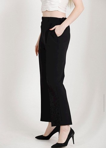 Beyaz Midi Kadın Kumaş Pantolon - Görsel 6