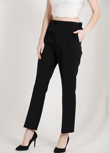 Beyaz Midi Kadın Kumaş Pantolon - Görsel 5