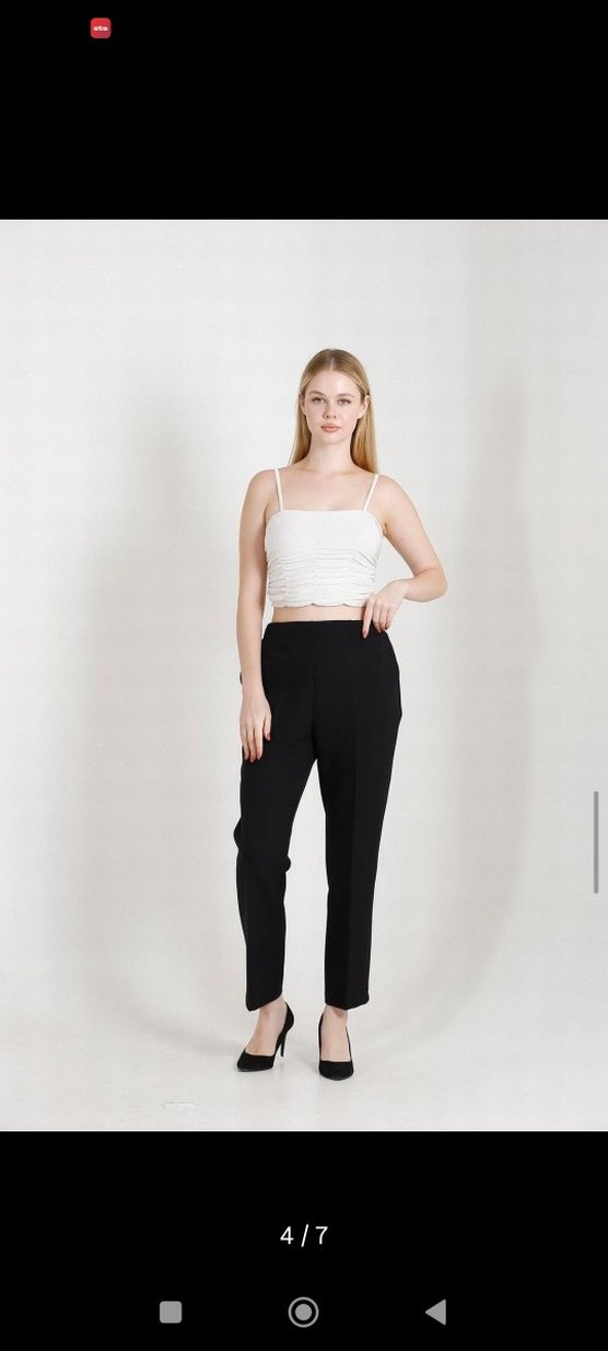 Beyaz Midi Kadın Kumaş Pantolon - Görsel 4