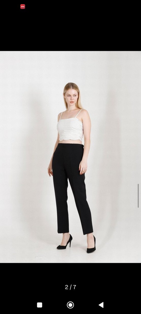 Beyaz Midi Kadın Kumaş Pantolon - Görsel 2