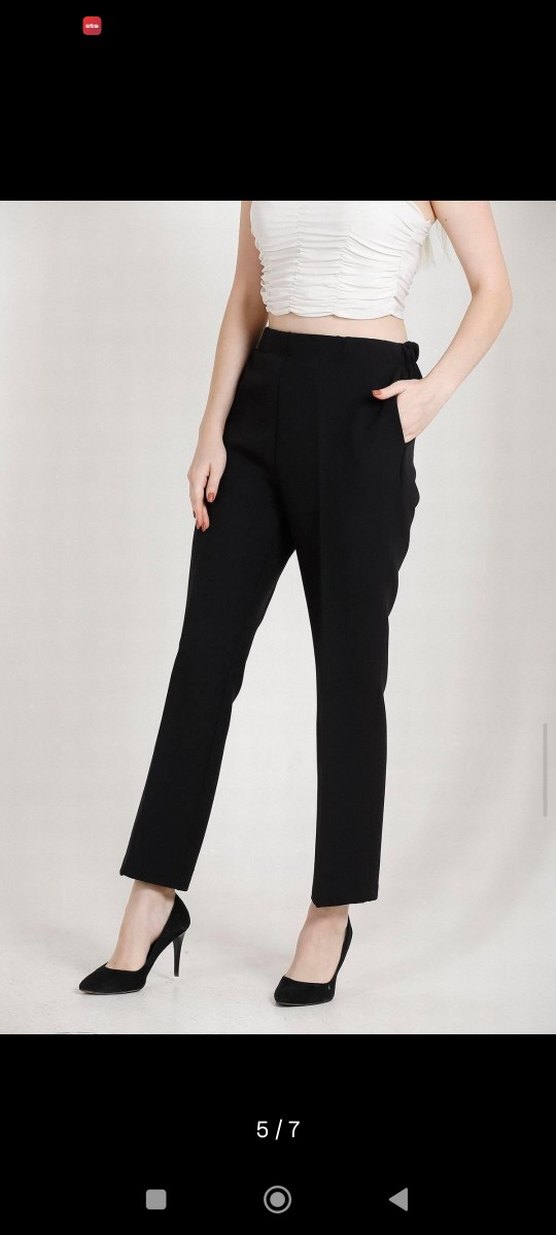 Beyaz Midi Kadın Kumaş Pantolon - Görsel 5