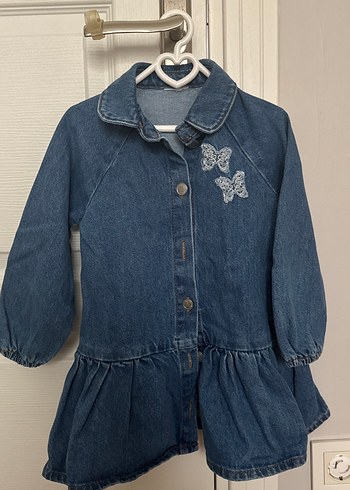 Kız Çocuk Kot Elbise Düğmeli Uzun Kollu - Görsel 3