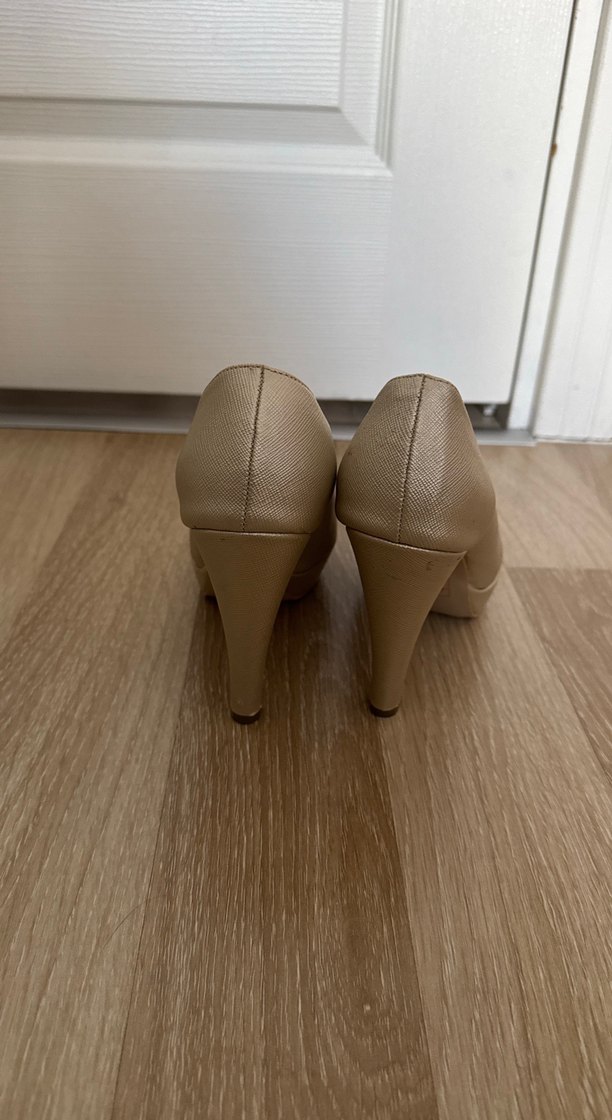 Bej Rugan Dolgu Topuk Kadın Stiletto - Görsel 3