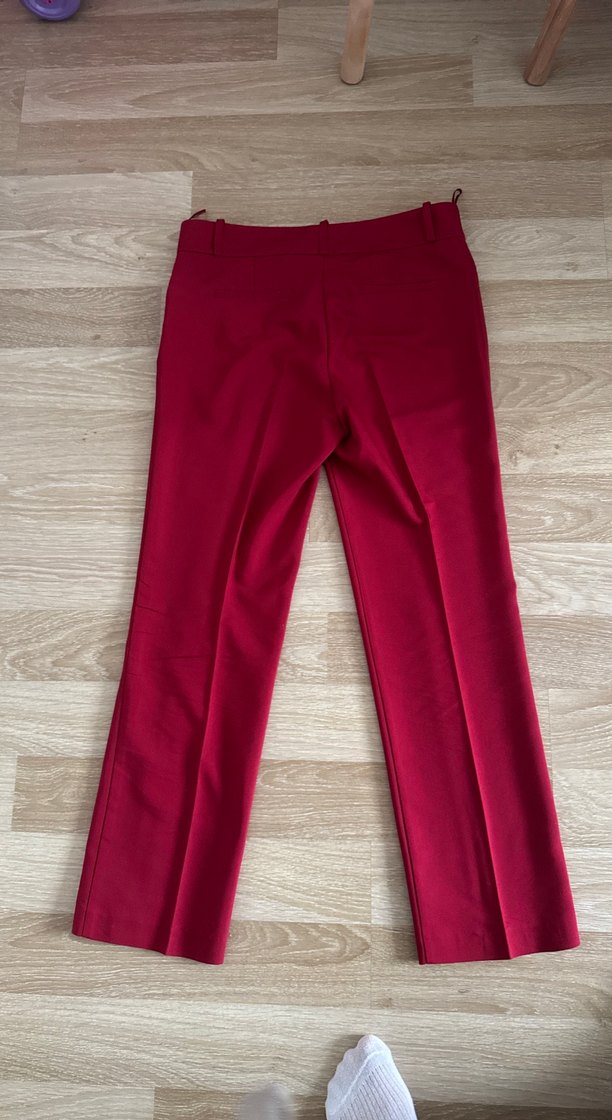 Bordo Parlak Kumaş Kadın Pantolon - Görsel 2