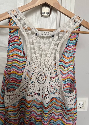 Dantel Detaylı Çok Renkli Bohem Yelek - Görsel 2