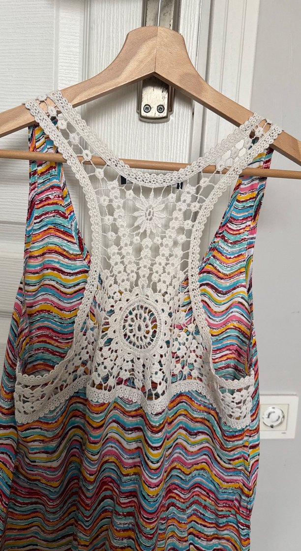 Dantel Detaylı Çok Renkli Bohem Yelek - Görsel 2