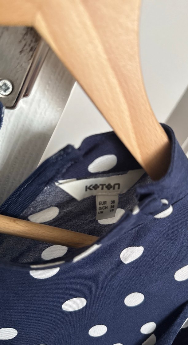 Lacivert Puantiyeli Midi Elbise - Görsel 3