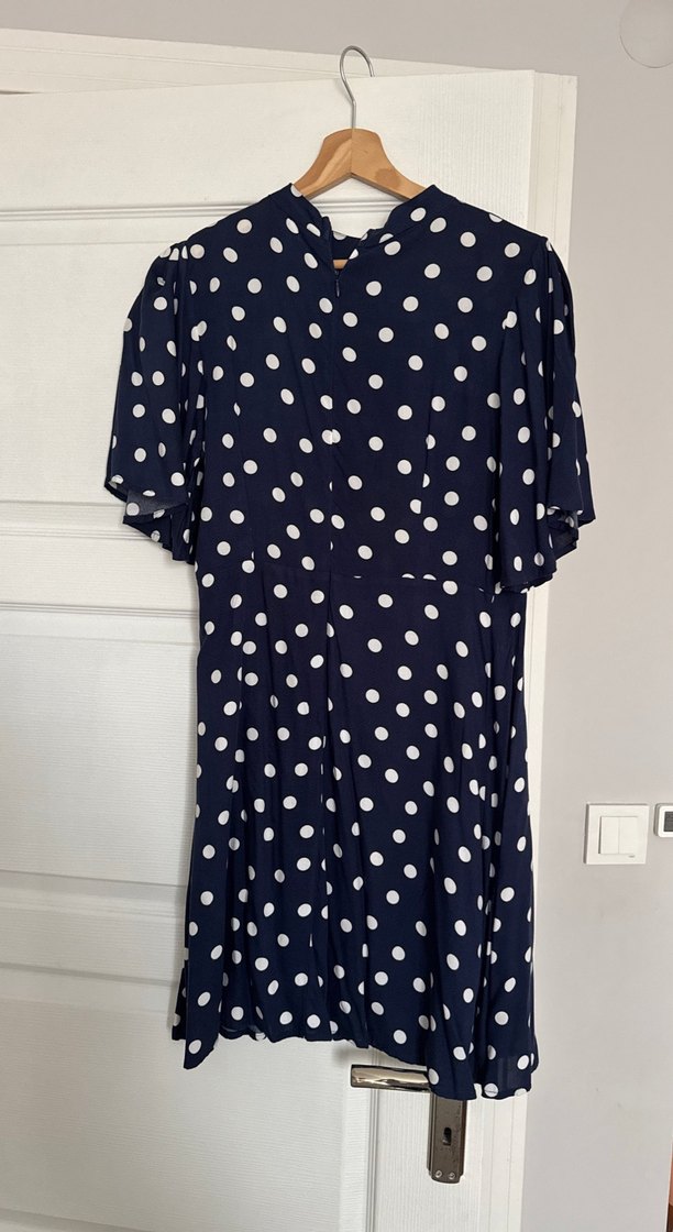Lacivert Puantiyeli Midi Elbise - Görsel 2