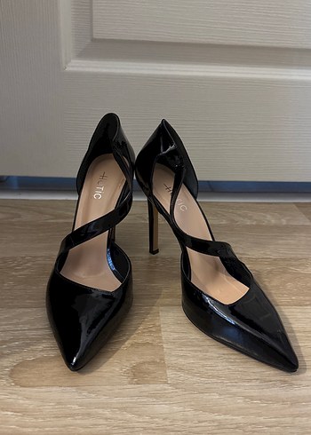 Siyah Rugan Tokalı Stiletto Kadın Ayakkabı - Görsel 4