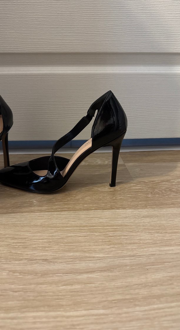 Siyah Rugan Tokalı Stiletto Kadın Ayakkabı - Görsel 2