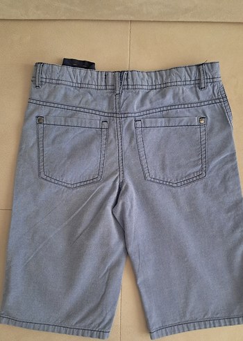 8 Yaş Beden gri Renk Mavi Bol Kesim Denim Erkek Bermuda Şort