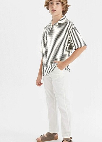 8-9 yaş ecru keten pantalon