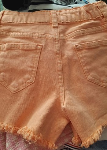 7 Yaş Beden Kızlar için Turuncu Denim Şort 6-7