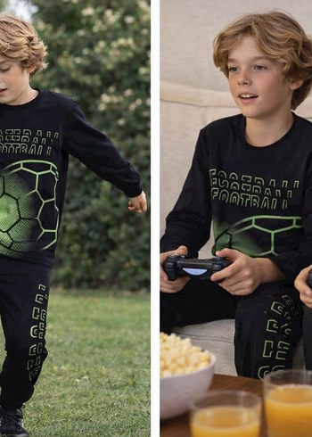 Siyah Erkek Çocuk Oversize Eşofman Takımı - Görsel 2