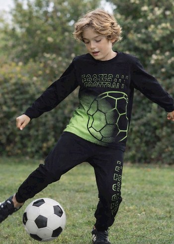 Siyah Erkek Çocuk Oversize Eşofman Takımı - Görsel 3