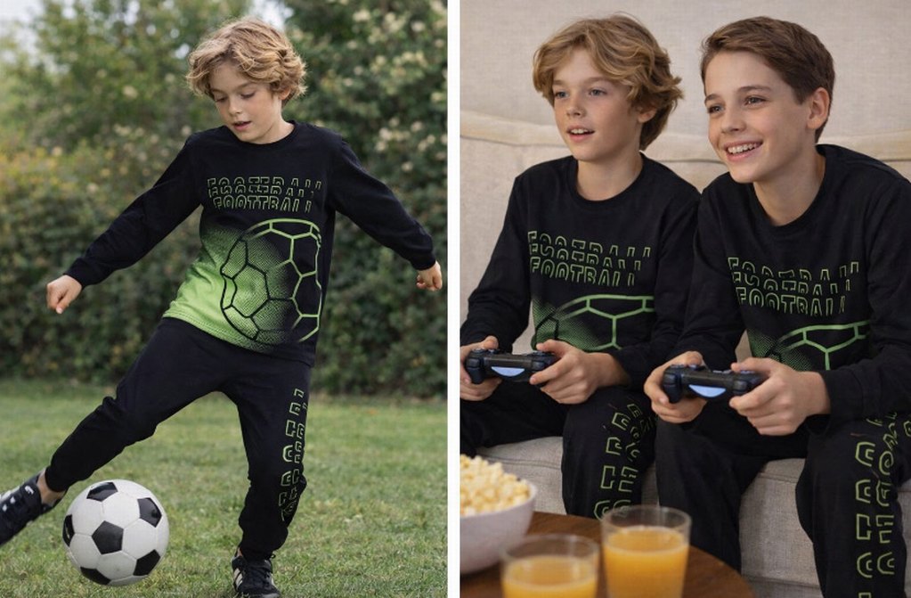 Siyah Erkek Çocuk Oversize Eşofman Takımı - Görsel 2