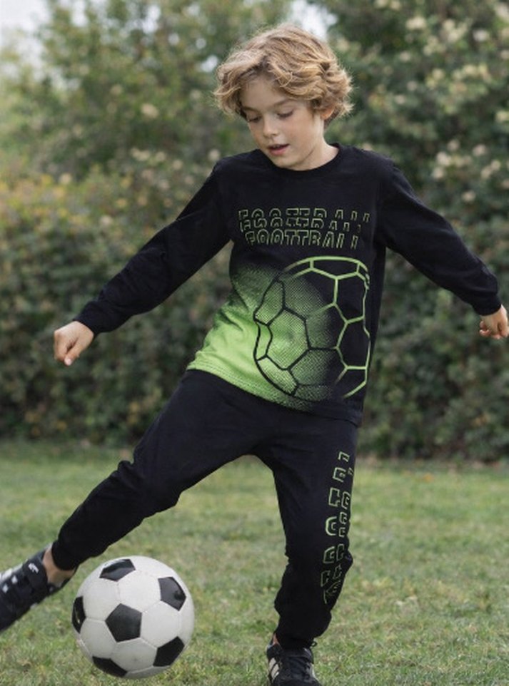 Siyah Erkek Çocuk Oversize Eşofman Takımı - Görsel 3