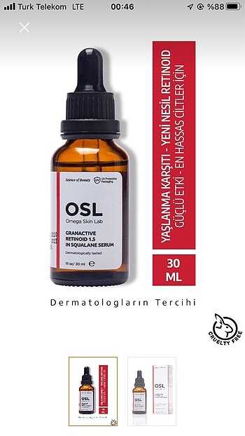 Yaşlanma kırsıklık karşıtı retinol serum