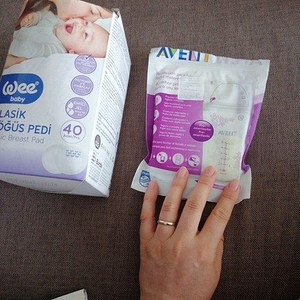 göğüs pedi ve süt saklama poşeti