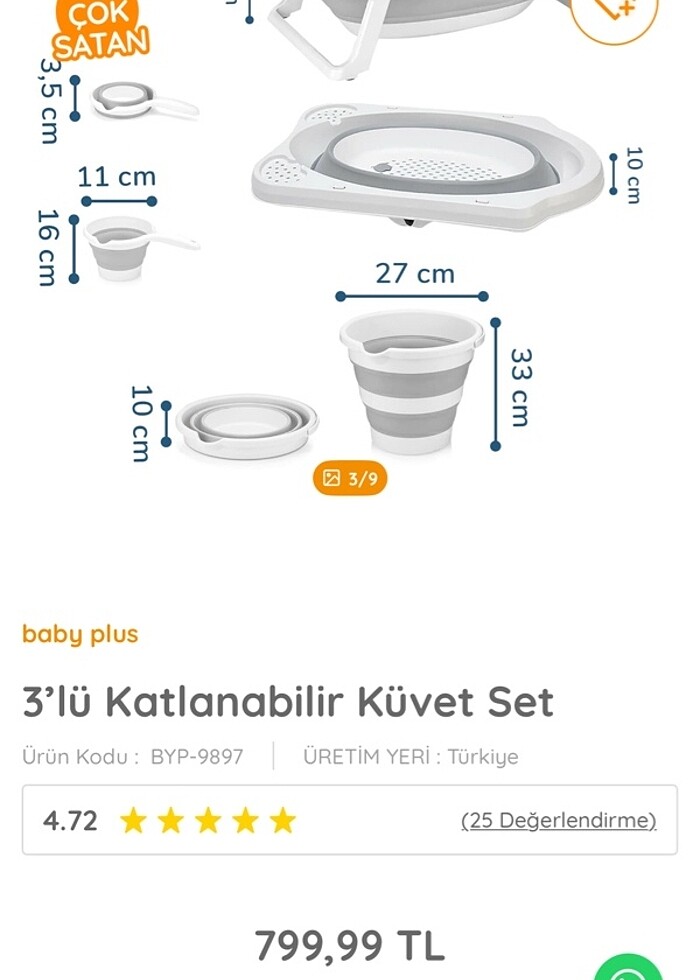 3 lü katlanır küvet set - Görsel 2