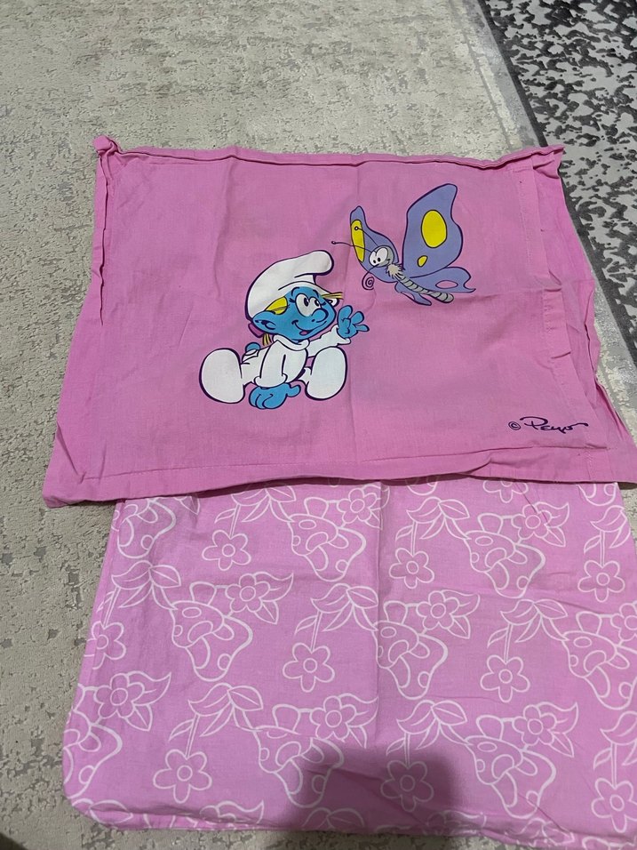 Pembe Baby şirinler  Pamuklu Bebek Nevresim Takımı - Görsel 3