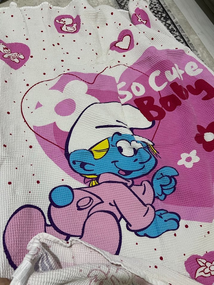 Pembe Baby şirinler  Pamuklu Bebek Nevresim Takımı - Görsel 2