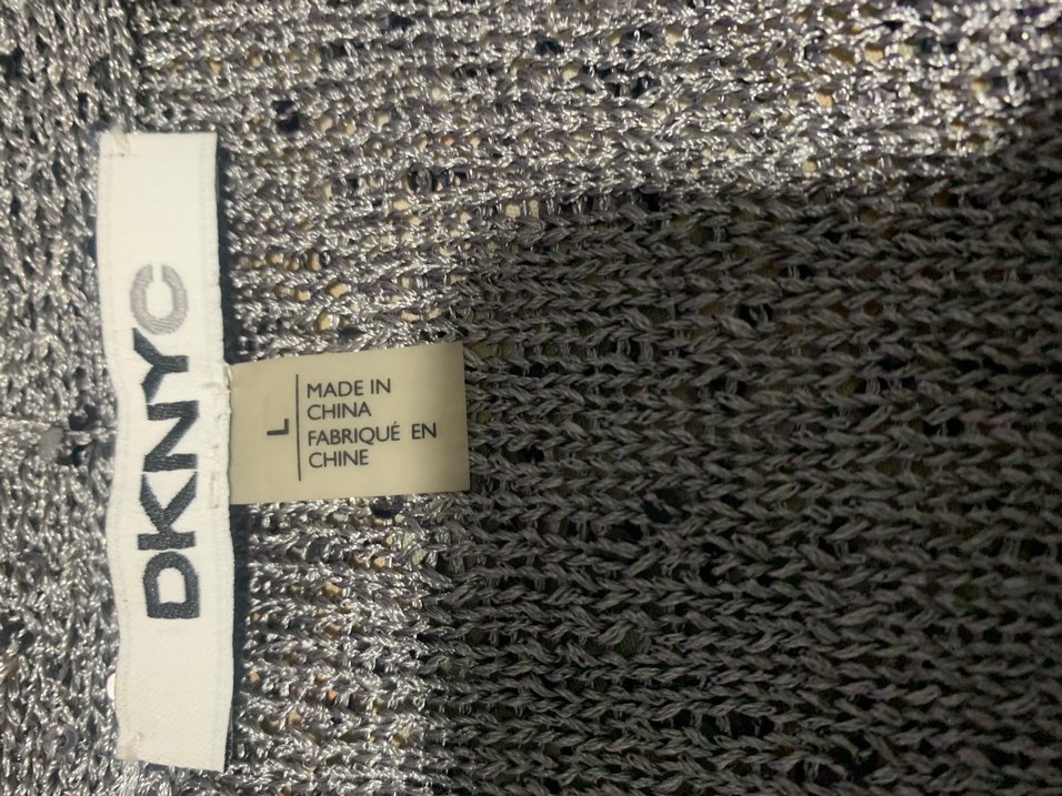 Dkny pullu Kadın Gri Uzun Örgü Hırka - Görsel 2