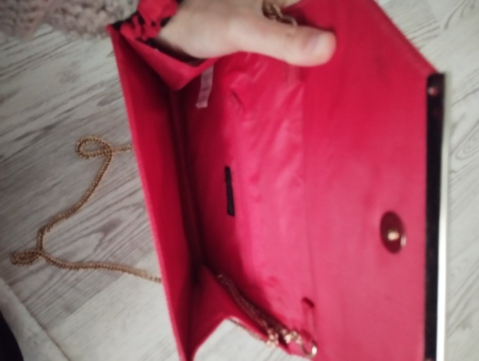 Klasik Şıklık Kırmızı Zincir Detaylı Deri zarf  Çanta - Görsel 2