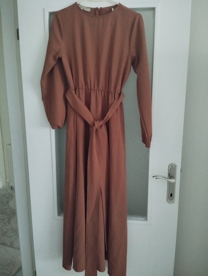 Uzun taba renk  Kadın Elbise - Görsel 3