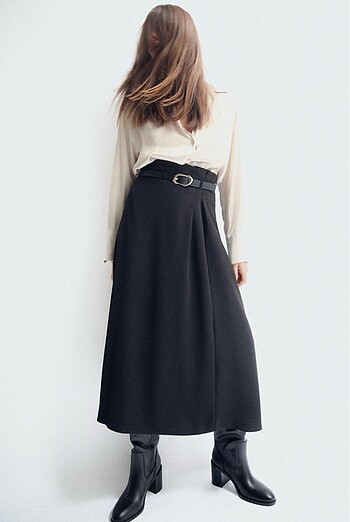 Zara midi kemerli etek