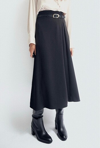 Zara Zara midi kemerli etek