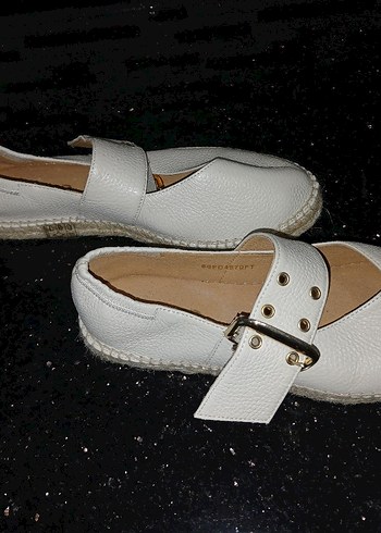 DERIMOD Beyaz Deri Kadın Espadril - Görsel 2